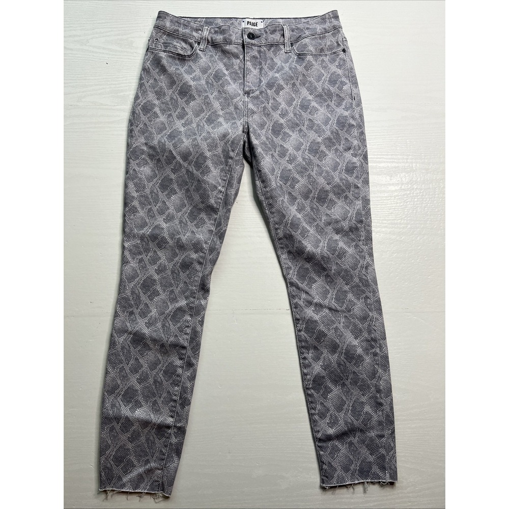 PAIGE Verdugo Ankle Jean Womens 31 Periscope Viper Snakeskin Print Raw Hem